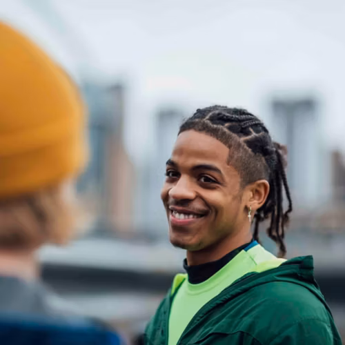 Person confident and smiling