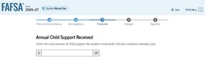 FAFSA guide annual child support received