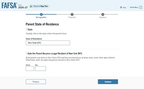 FAFSA guide parent state legal residence