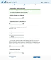 FAFSA guide parent tax return