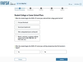 FAFSA guide student college or career school plans