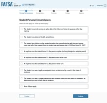 FAFSA guide student personal circumstances