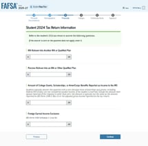FAFSA student 2024 tax return info
