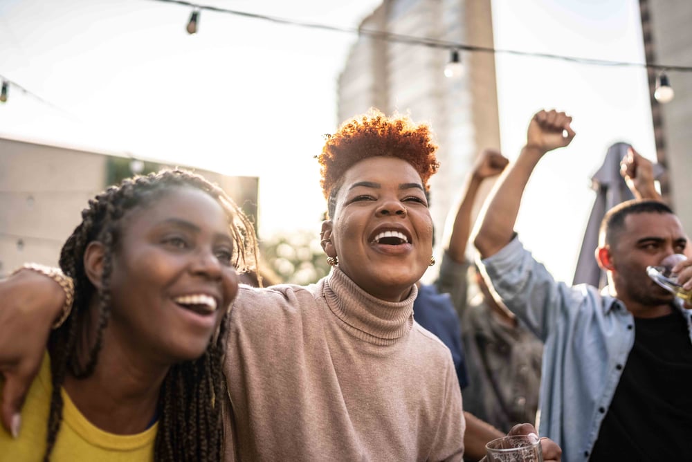 Group of people cheering