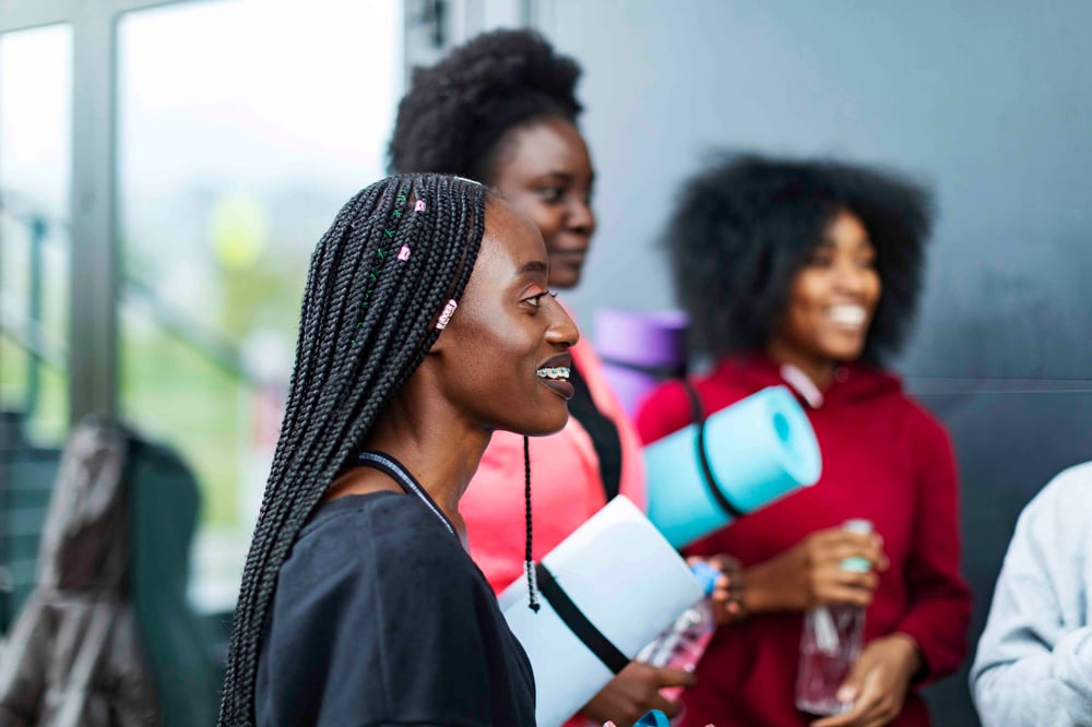 Three friends at yoga