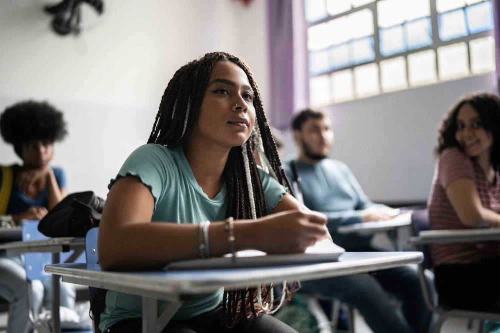 Person listening in class