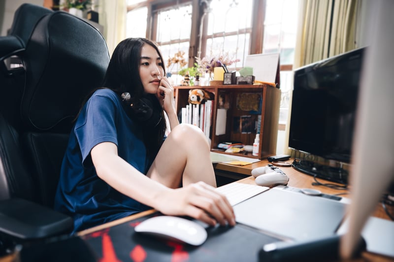student working at desk 