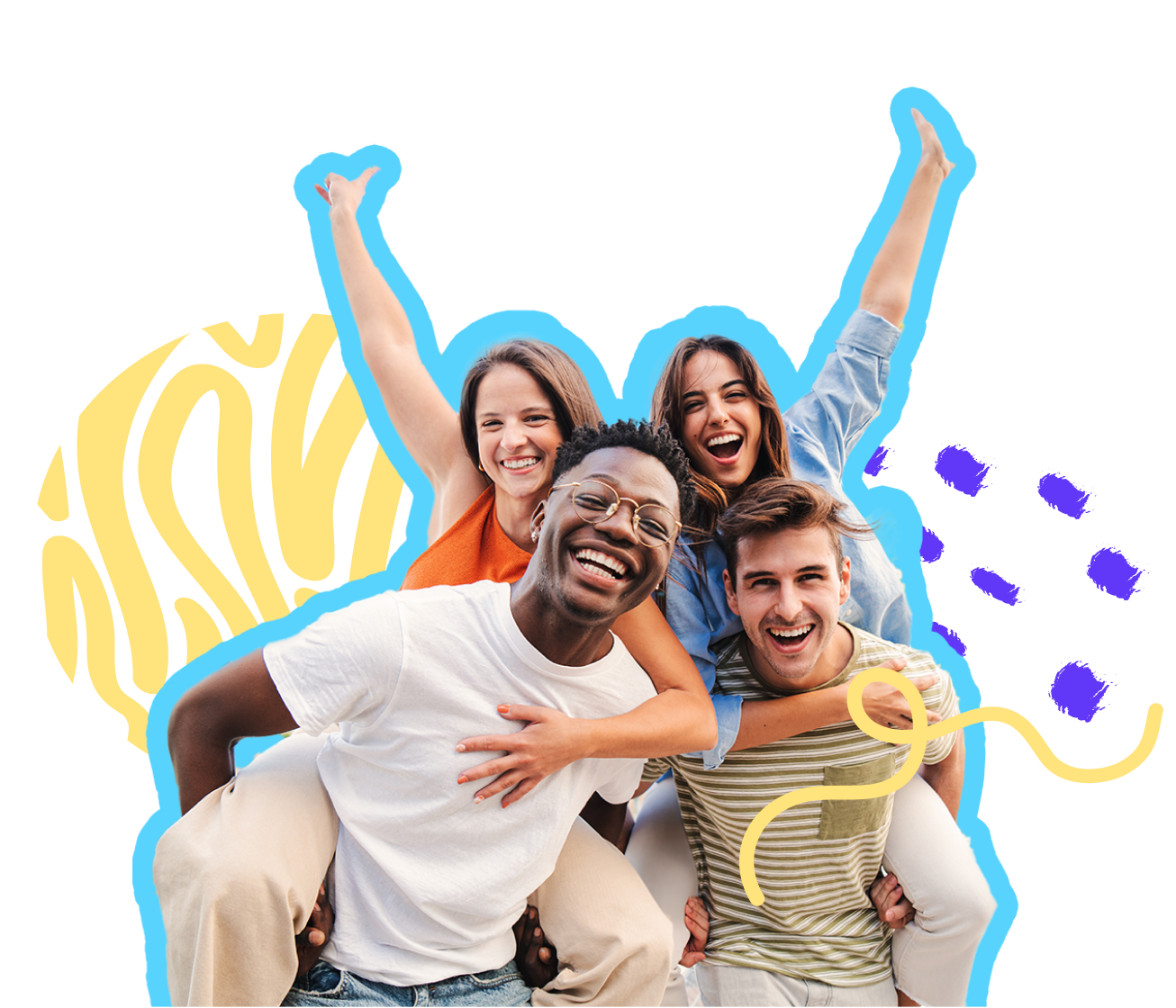 4 students smiling and laughing