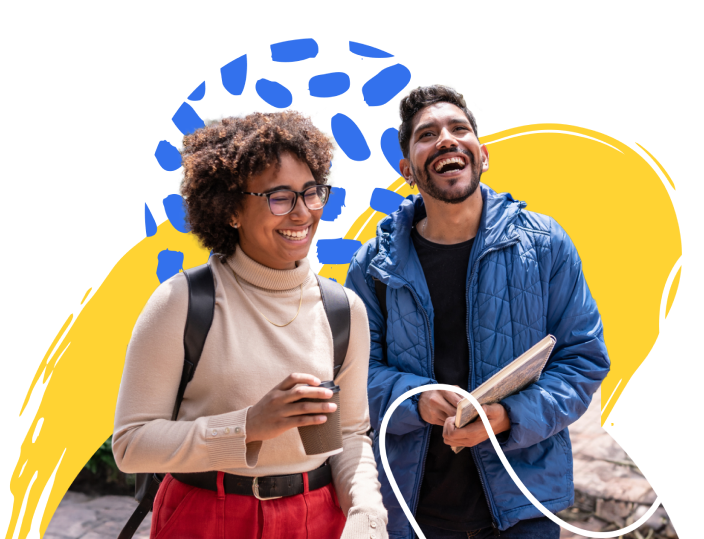 Two students laughing 