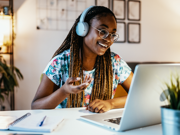 Student working on their laptop